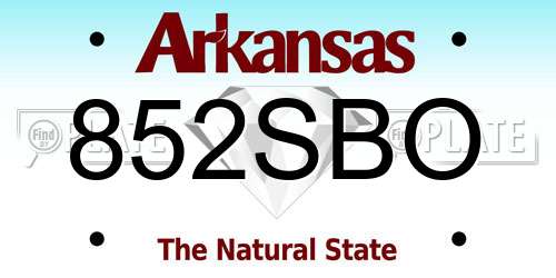 852SBO Arkansas License Plate