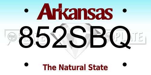 852SBQ Arkansas License Plate