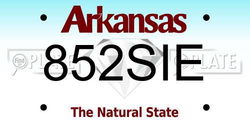 852SIE Arkansas License Plate
