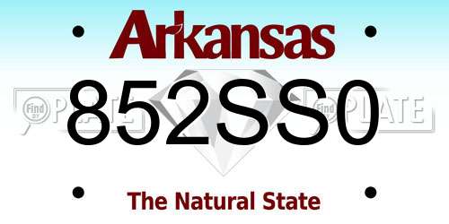 852SS0 Arkansas License Plate