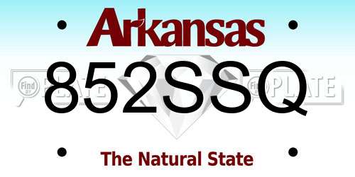 852SSQ Arkansas License Plate