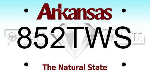 852TWS Arkansas License Plate