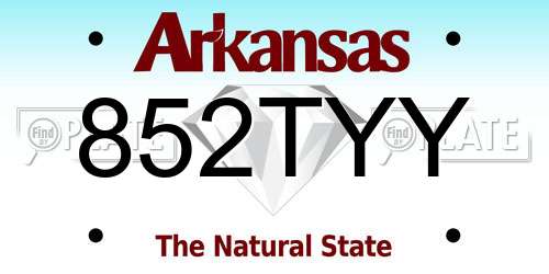 852TYY Arkansas License Plate