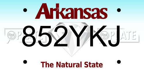 852YKJ Arkansas License Plate