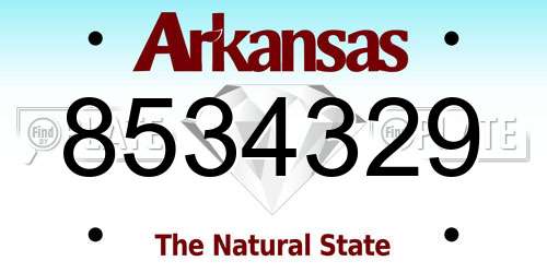 8534329 Arkansas License Plate