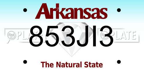 853JI3 Arkansas License Plate