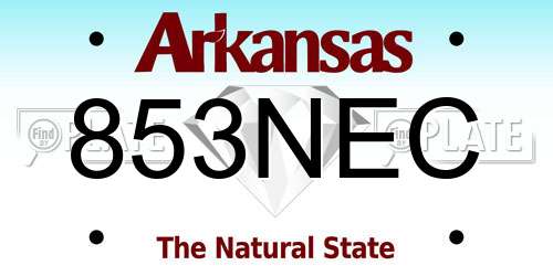 853NEC Arkansas License Plate