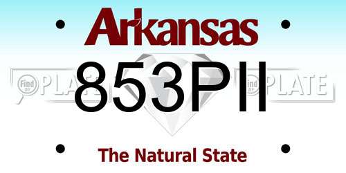 853PII Arkansas License Plate