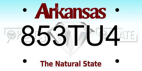 853TU4 Arkansas License Plate