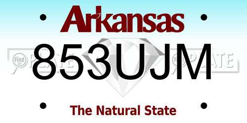 853UJM Arkansas License Plate