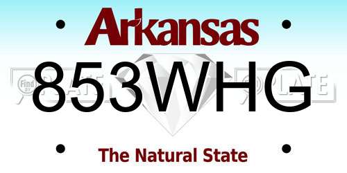 853WHG Arkansas License Plate