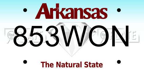 853WON Arkansas License Plate