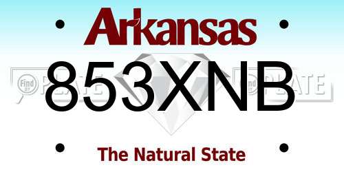 853XNB Arkansas License Plate