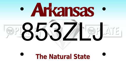 853ZLJ Arkansas License Plate