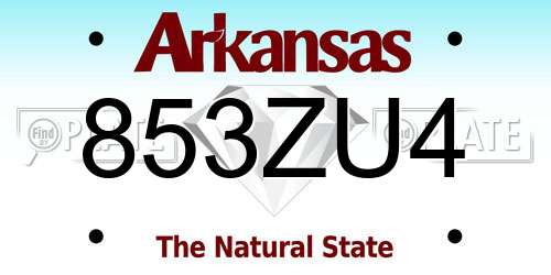 853ZU4 Arkansas License Plate