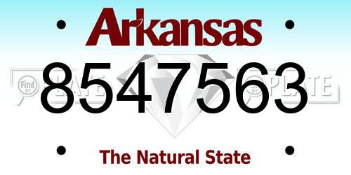 8547563 Arkansas License Plate