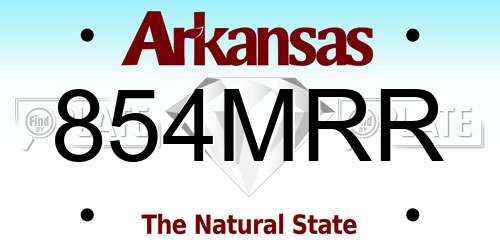 854MRR Arkansas License Plate