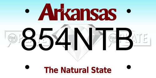 854NTB Arkansas License Plate
