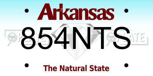 854NTS Arkansas License Plate
