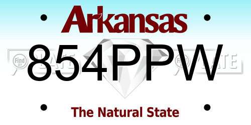854PPW Arkansas License Plate