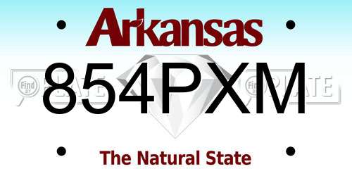 854PXM Arkansas License Plate