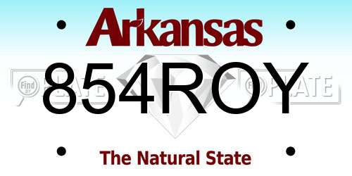 854ROY Arkansas License Plate