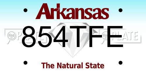 854TFE Arkansas License Plate