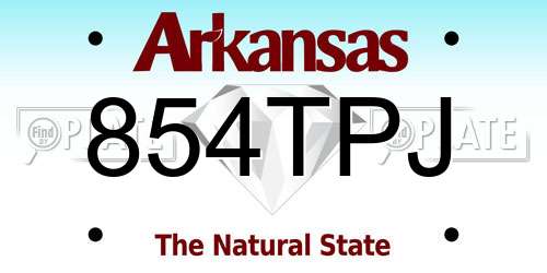 854TPJ Arkansas License Plate