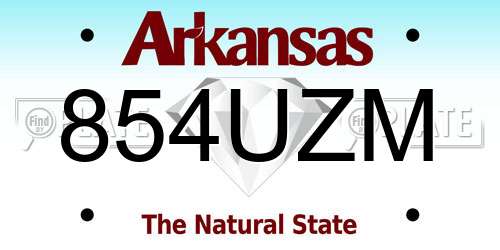854UZM Arkansas License Plate
