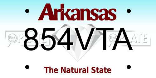 854VTA Arkansas License Plate
