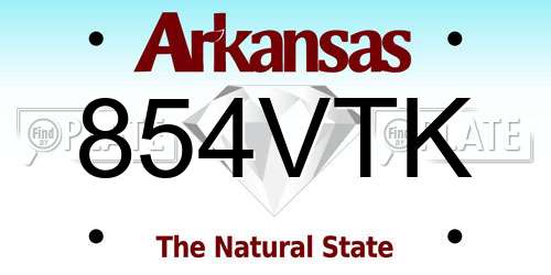 854VTK Arkansas License Plate