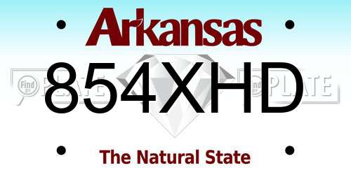 854XHD Arkansas License Plate