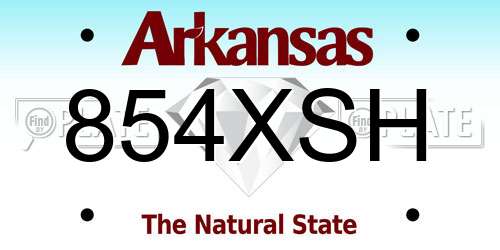 854XSH Arkansas License Plate