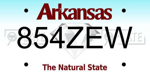 854ZEW Arkansas License Plate