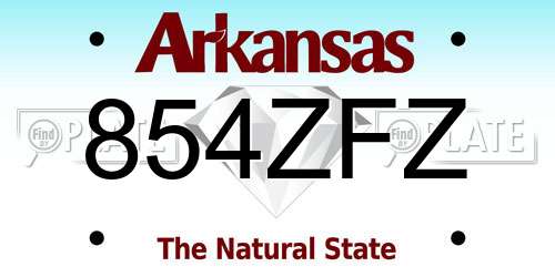 854ZFZ Arkansas License Plate