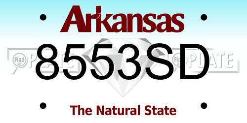 8553SD Arkansas License Plate
