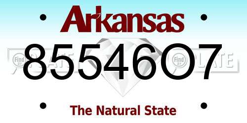 85546O7 Arkansas License Plate