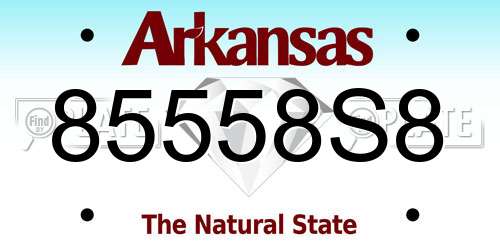 85558S8 Arkansas License Plate