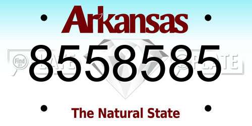 8558585 Arkansas License Plate