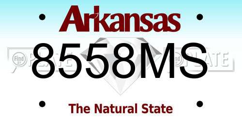 8558MS Arkansas License Plate