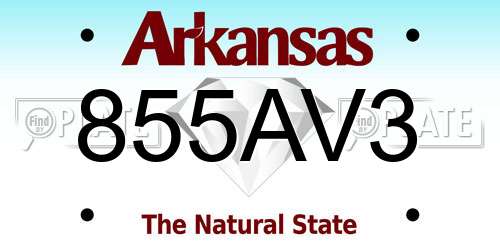 855AV3 Arkansas License Plate