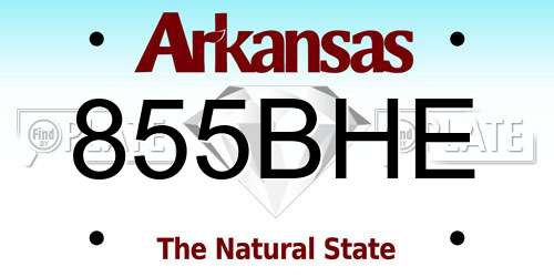 855BHE Arkansas License Plate