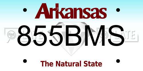 855BMS Arkansas License Plate