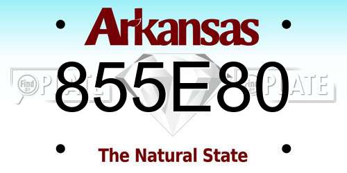 855E80 Arkansas License Plate