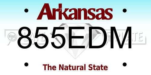 855EDM Arkansas License Plate