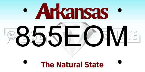 855EOM Arkansas License Plate