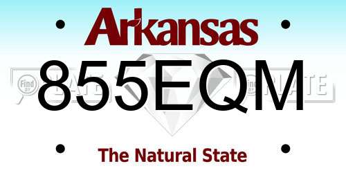 855EQM Arkansas License Plate