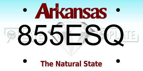 855ESQ Arkansas License Plate