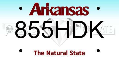 855HDK Arkansas License Plate