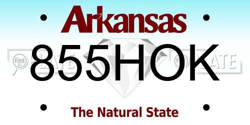 855HOK Arkansas License Plate